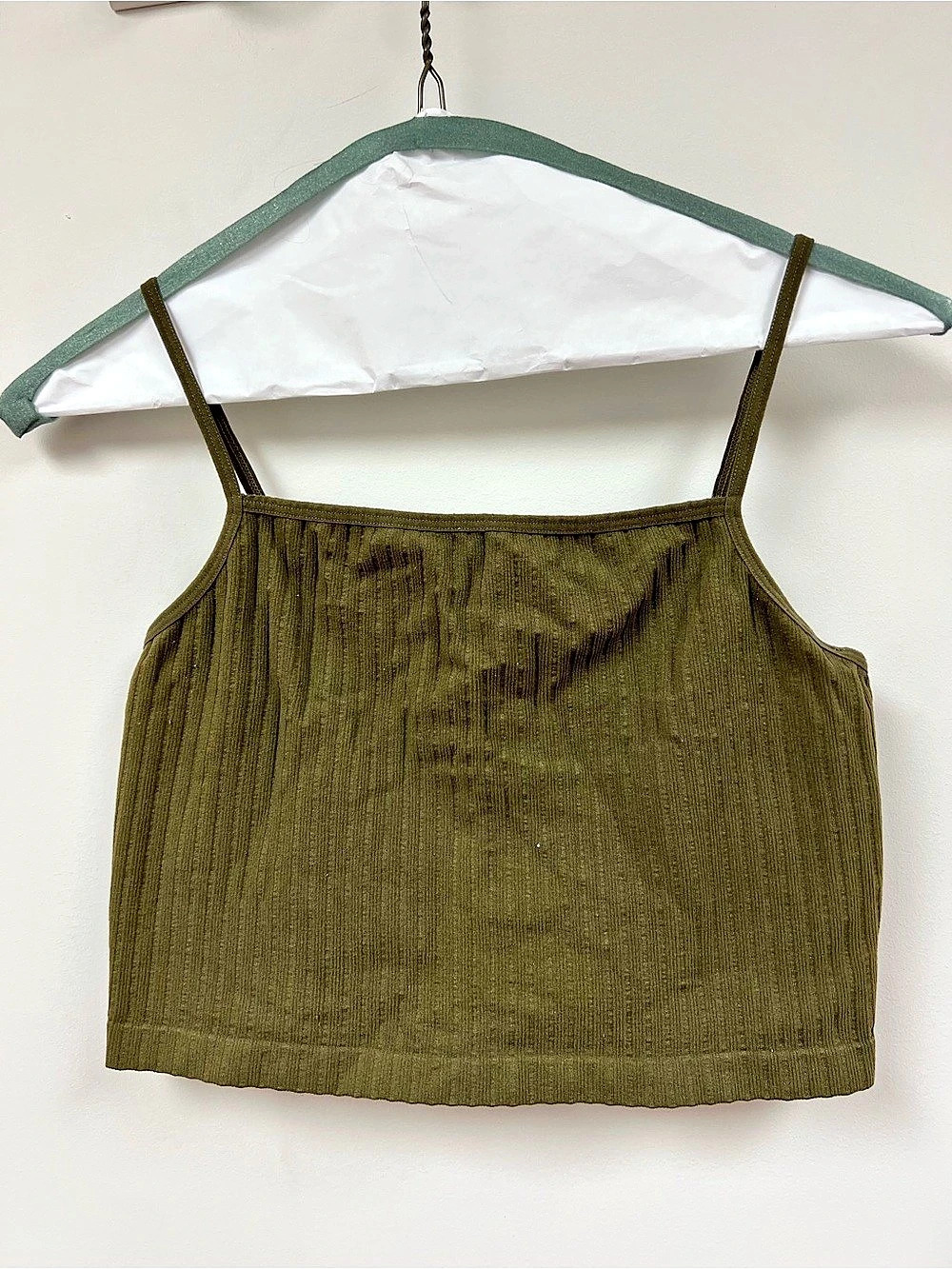 Olive Cropped tank top Like New size large